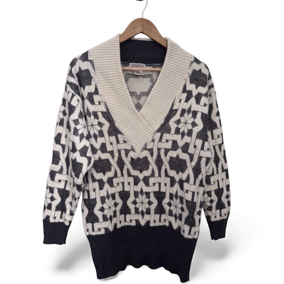 Vintage Wool Angora Nordic Shawl Collar Sweater Heritage House Snowflake Knit - Picture 1 of 12